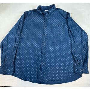 Converse Mens XL Blue Ditsy Dot Button Down Shirt Long Sleeve